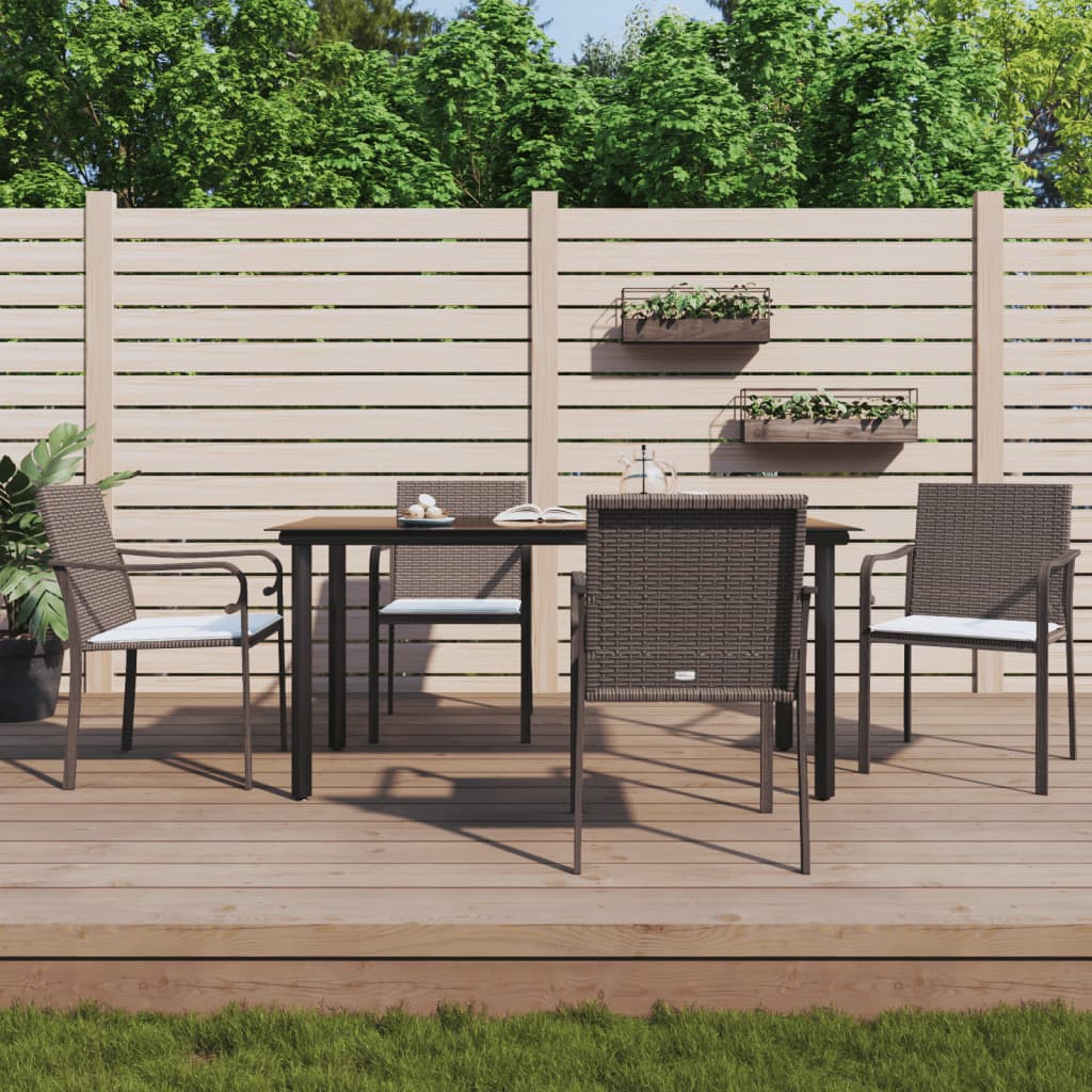 vidaXL 7-delige Tuinset met kussens poly rattan en staal