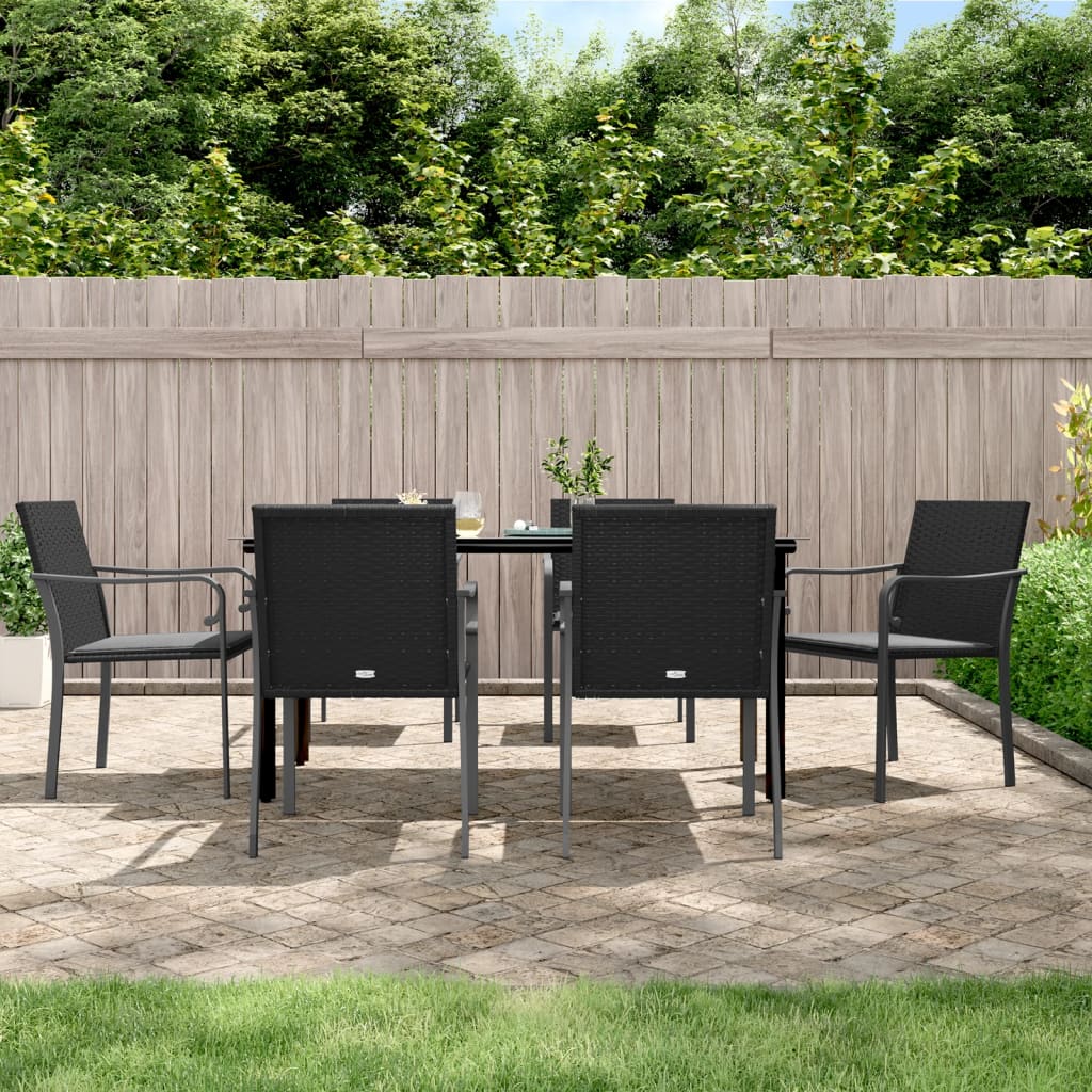 vidaXL 7-delige Tuinset met kussens poly rattan en staal