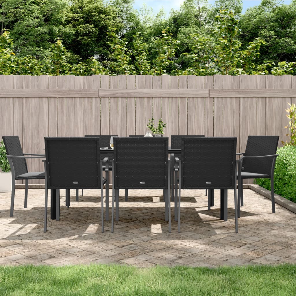 vidaXL 7-delige Tuinset met kussens poly rattan en staal