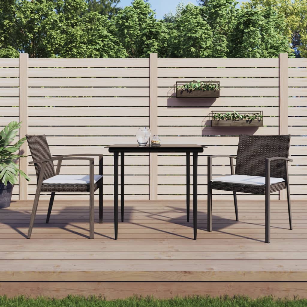 vidaXL 5-delige Tuinset met kussens poly rattan en staal