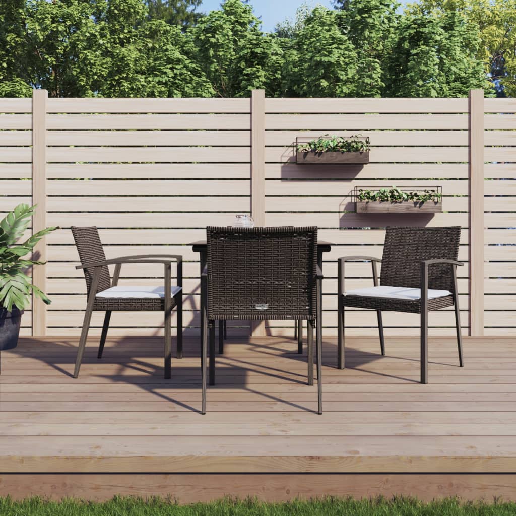 vidaXL 5-delige Tuinset met kussens poly rattan en staal