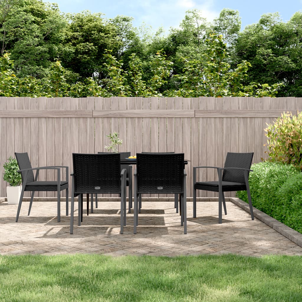 vidaXL 5-delige Tuinset met kussens poly rattan en staal
