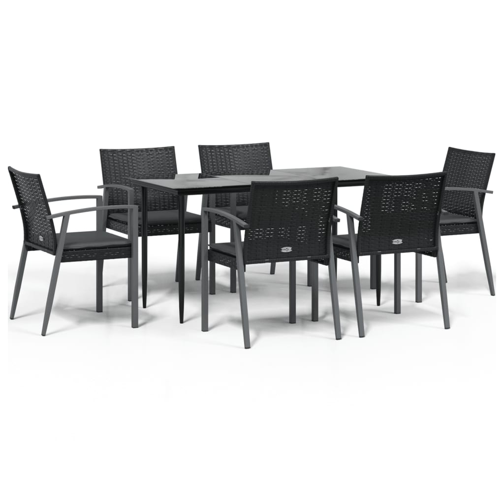 vidaXL 5-delige Tuinset met kussens poly rattan en staal