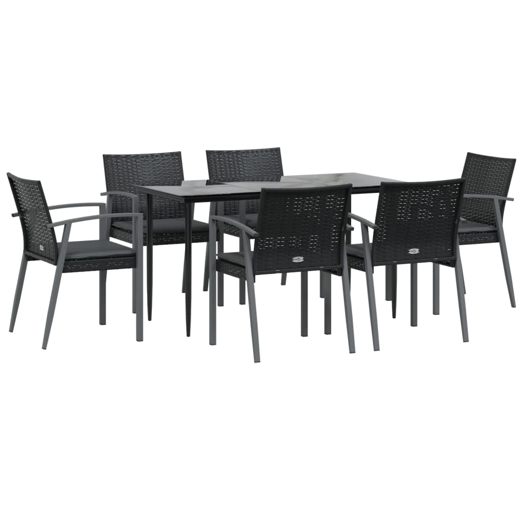 vidaXL 5-delige Tuinset met kussens poly rattan en staal