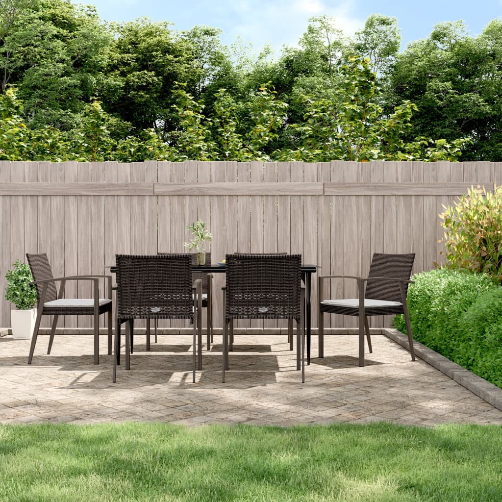 vidaXL 5-delige Tuinset met kussens poly rattan en staal
