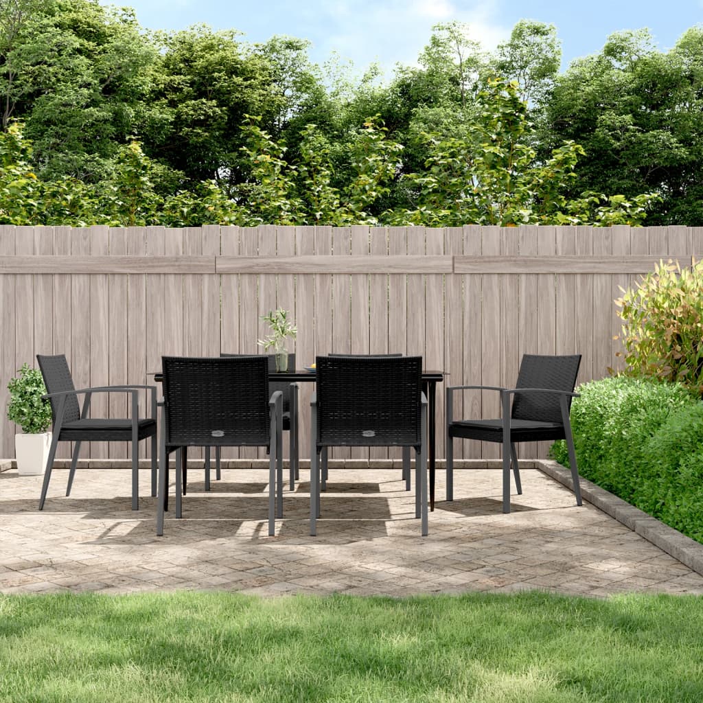 vidaXL 5-delige Tuinset met kussens poly rattan en staal