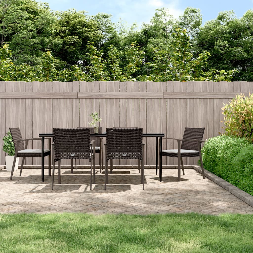 vidaXL 5-delige Tuinset met kussens poly rattan en staal