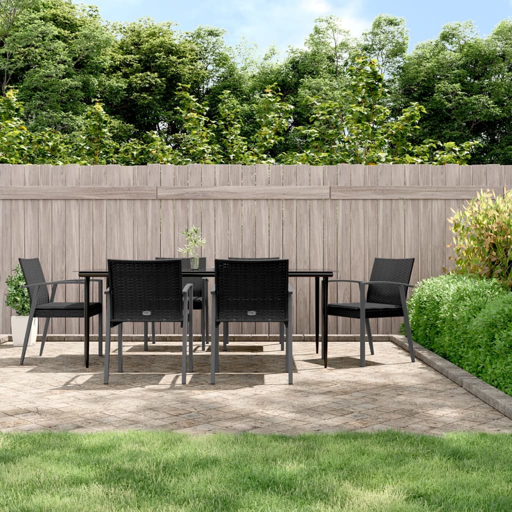 vidaXL 5-delige Tuinset met kussens poly rattan en staal