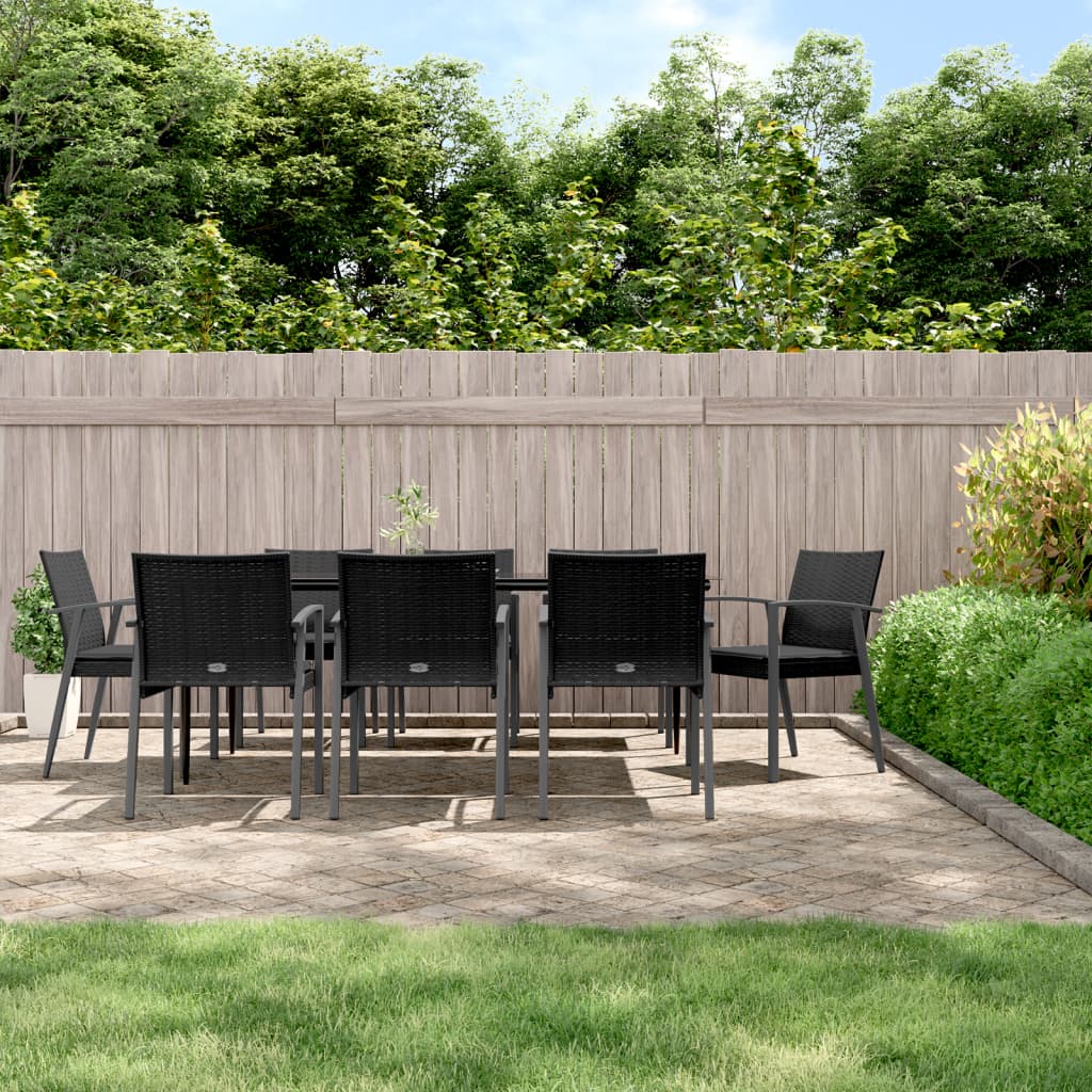 vidaXL 5-delige Tuinset met kussens poly rattan en staal