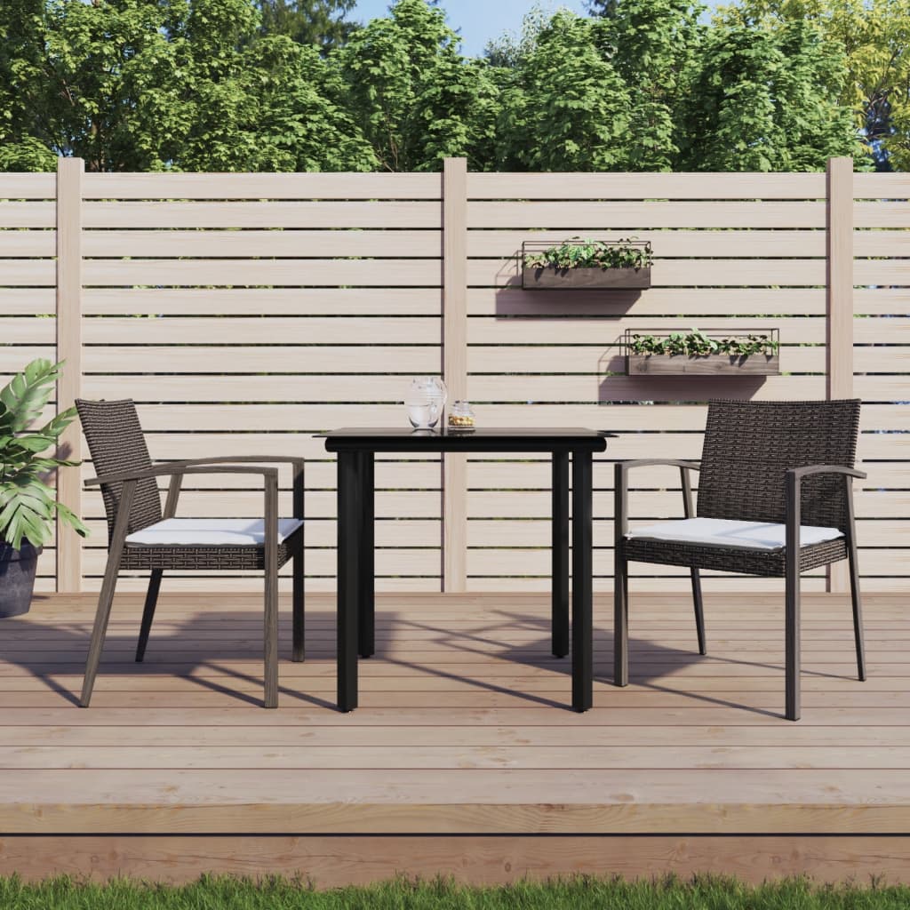 vidaXL 5-delige Tuinset met kussens poly rattan en staal