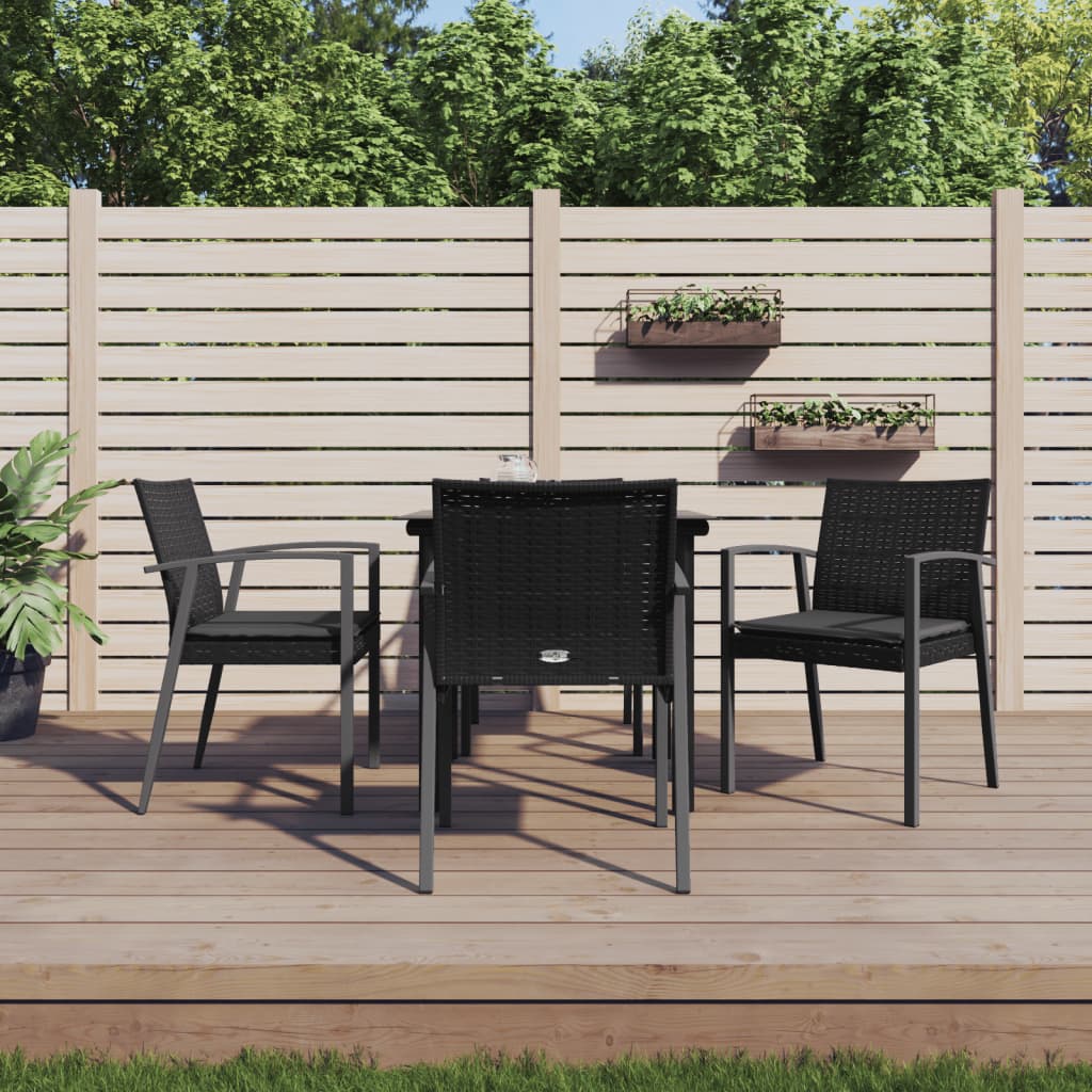 vidaXL 5-delige Tuinset met kussens poly rattan en staal