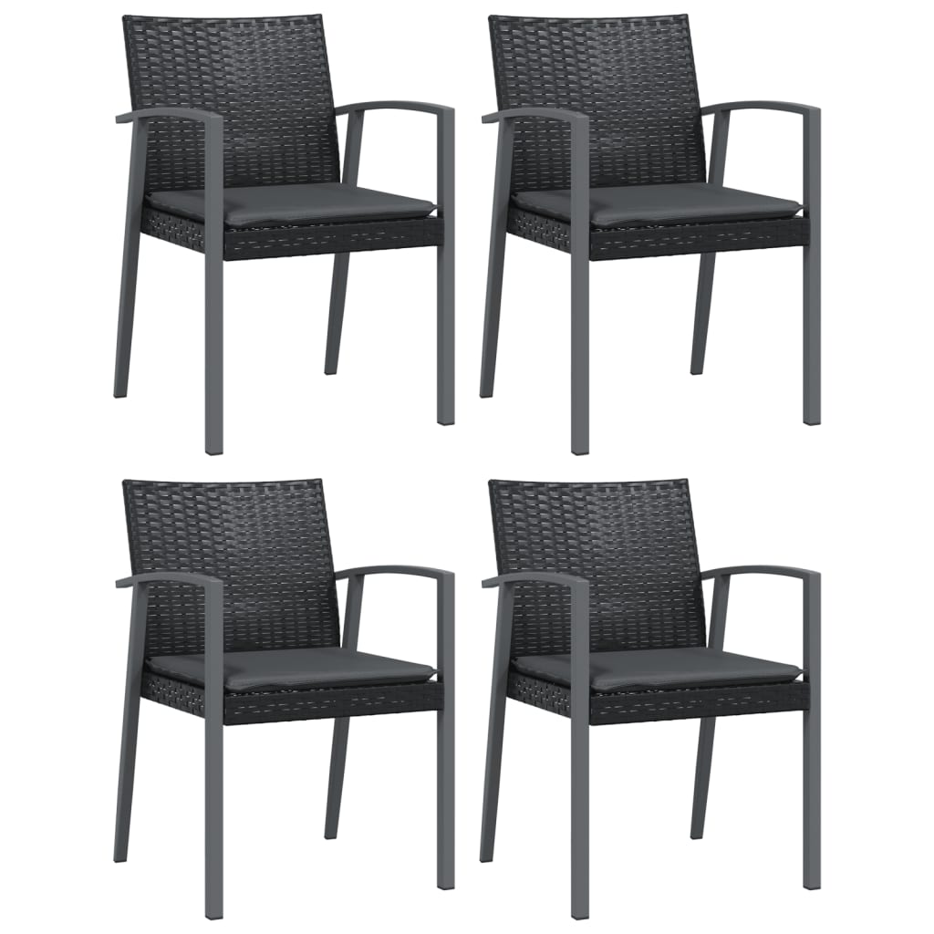 vidaXL 5-delige Tuinset met kussens poly rattan en staal
