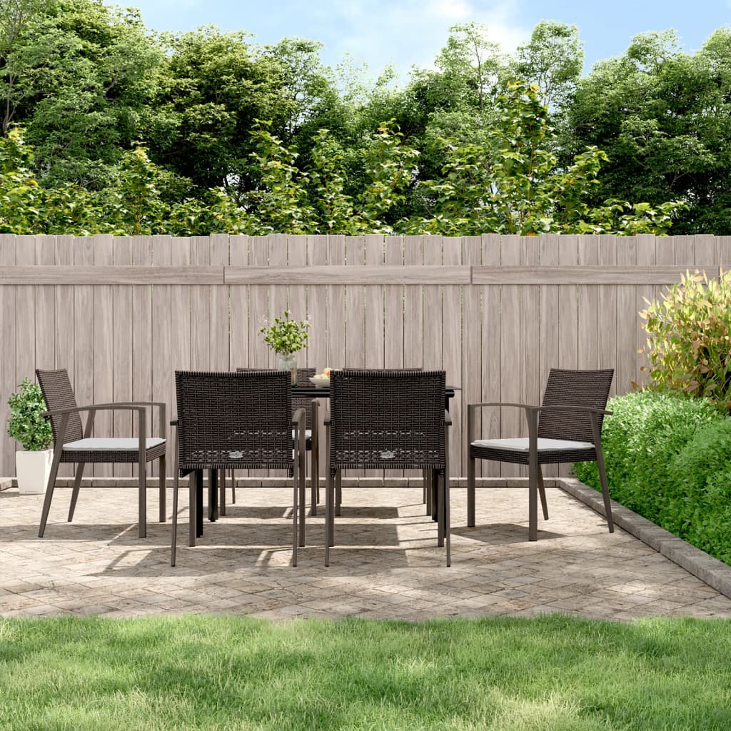 vidaXL 5-delige Tuinset met kussens poly rattan en staal