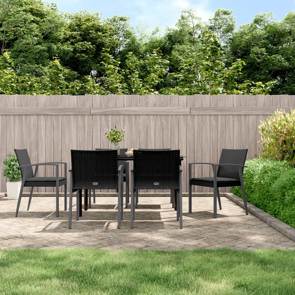 vidaXL 5-delige Tuinset met kussens poly rattan en staal