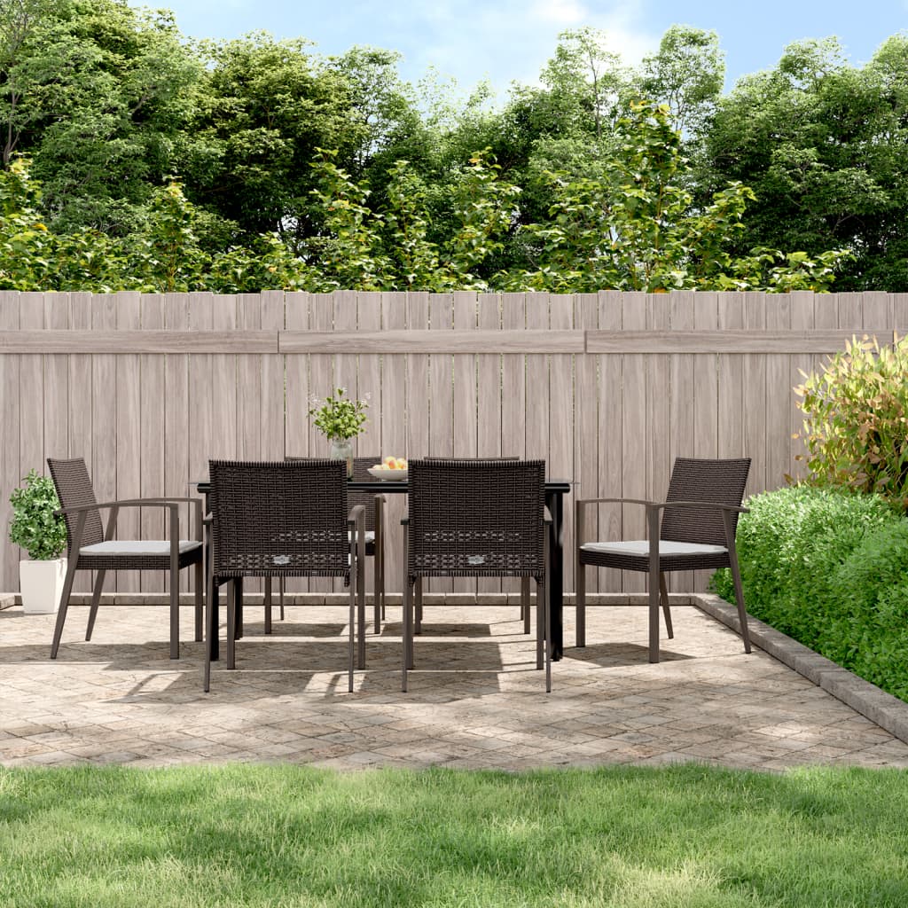 vidaXL 5-delige Tuinset met kussens poly rattan en staal