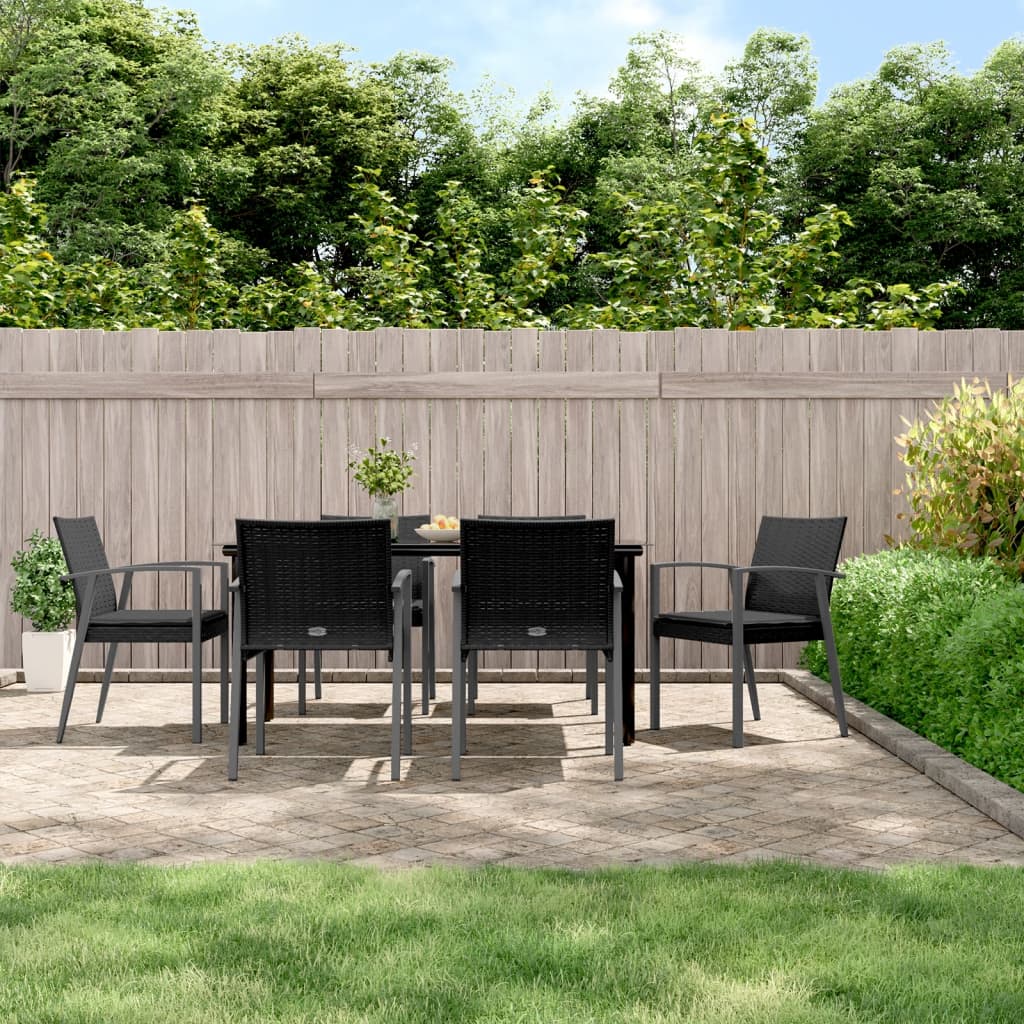 vidaXL 5-delige Tuinset met kussens poly rattan en staal
