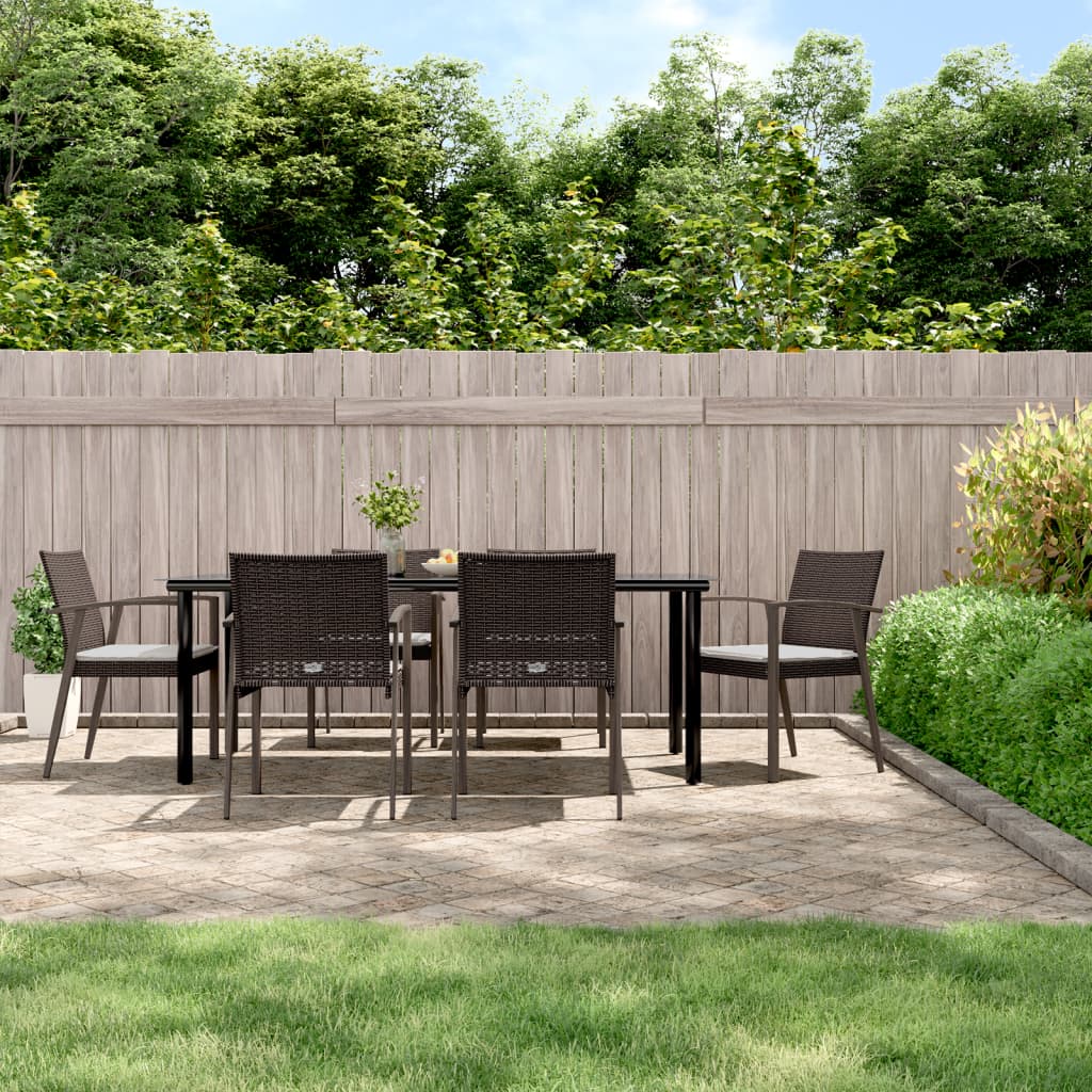 vidaXL 5-delige Tuinset met kussens poly rattan en staal