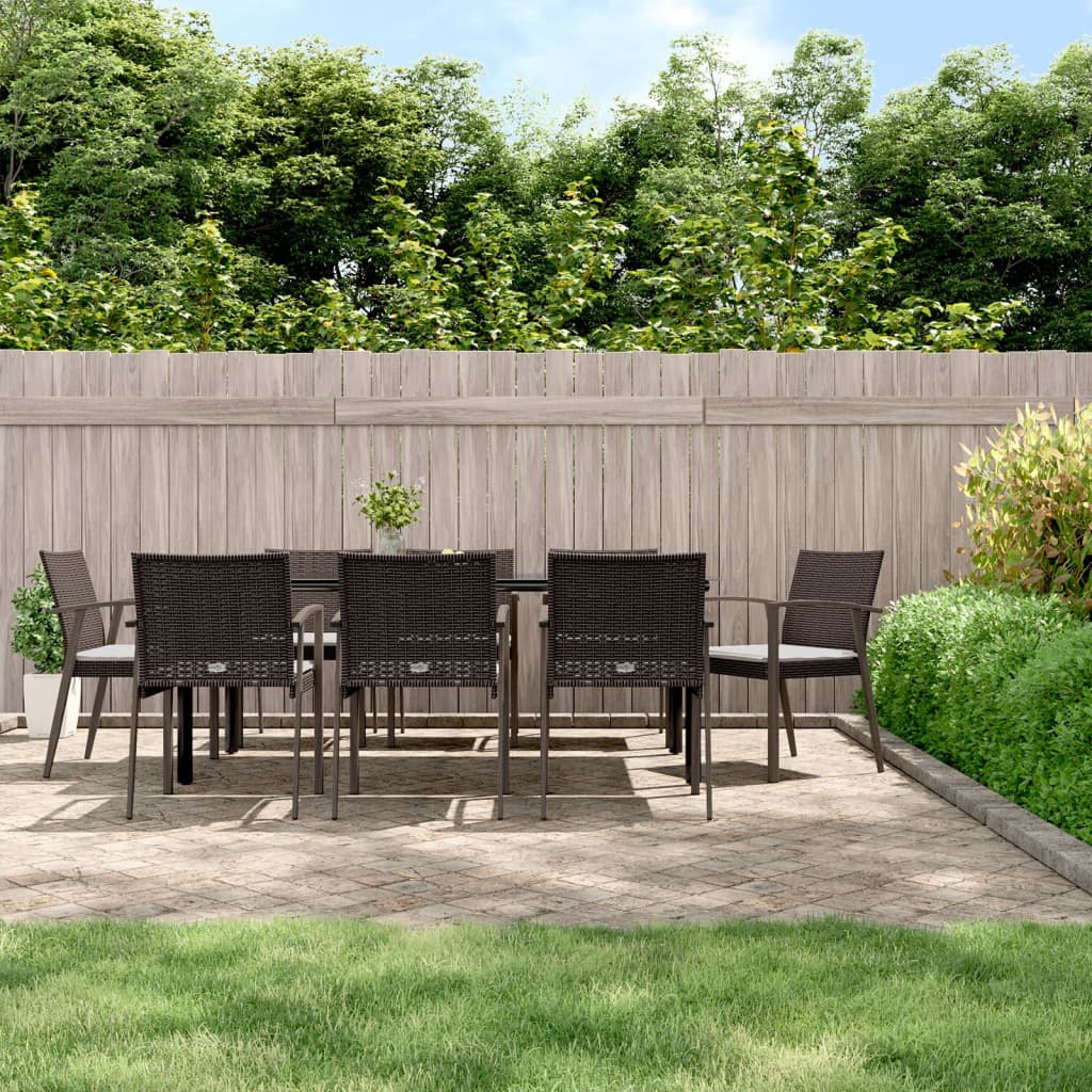 vidaXL 5-delige Tuinset met kussens poly rattan en staal