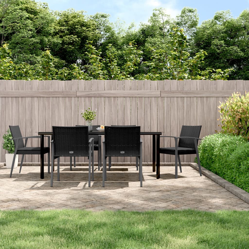 vidaXL 5-delige Tuinset met kussens poly rattan en staal