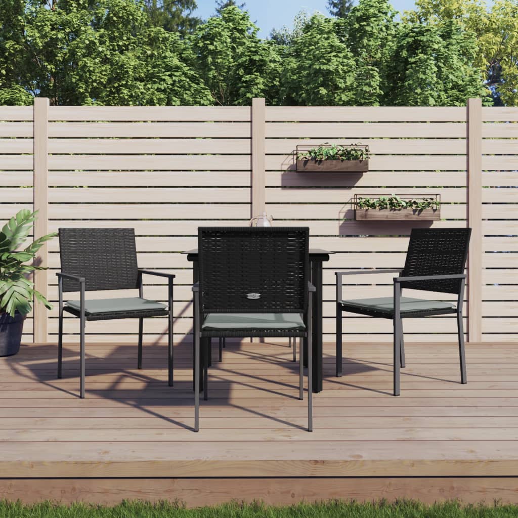 vidaXL 5-delige Tuinset met kussens poly rattan en staal