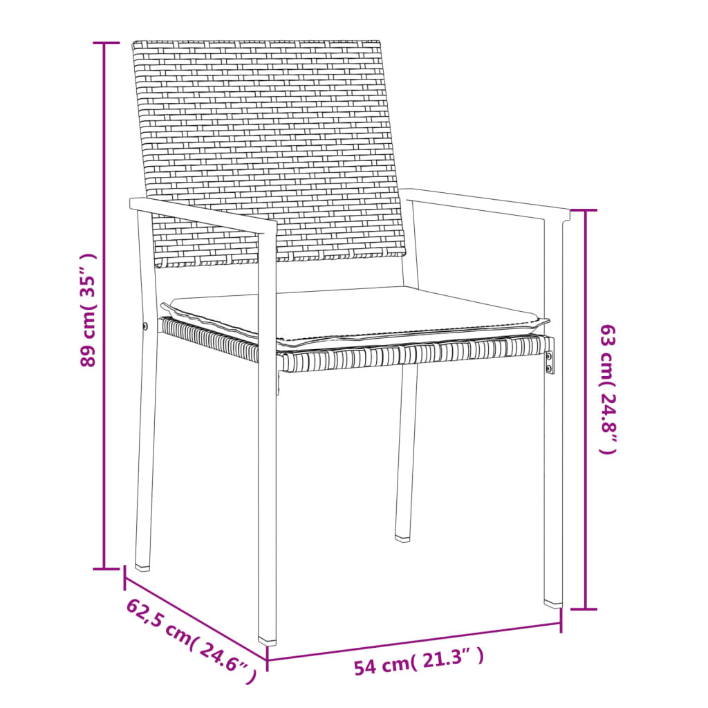 vidaXL 5-delige Tuinset met kussens poly rattan en staal
