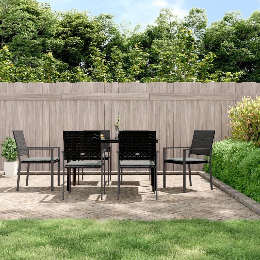 vidaXL 5-delige Tuinset met kussens poly rattan en staal