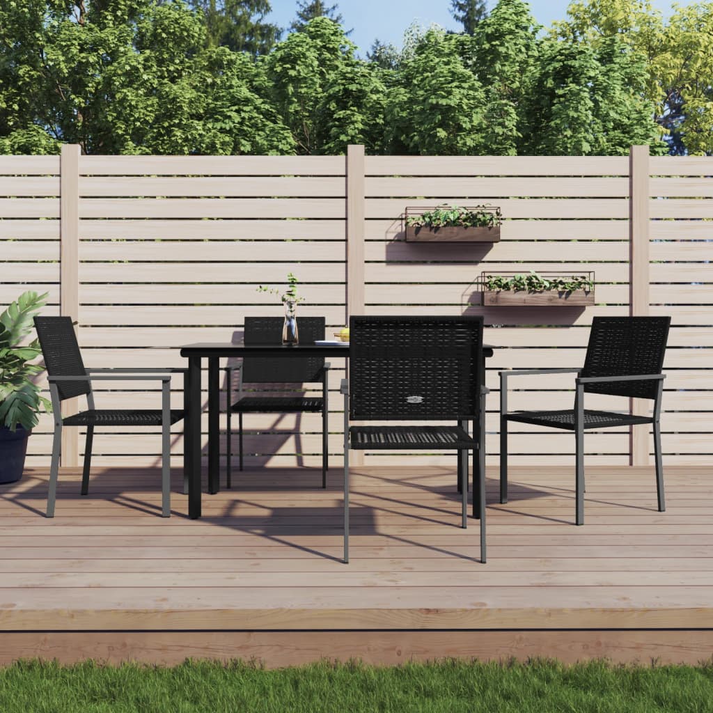 vidaXL 5-delige Tuinset met kussens poly rattan en staal
