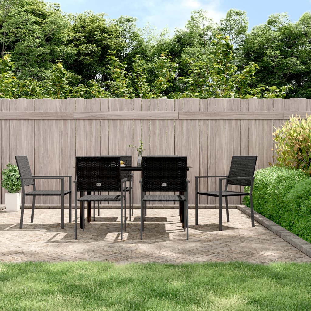 vidaXL 5-delige Tuinset met kussens poly rattan en staal