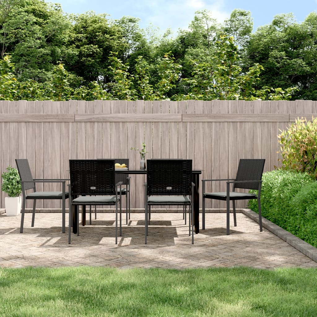 vidaXL 5-delige Tuinset met kussens poly rattan en staal