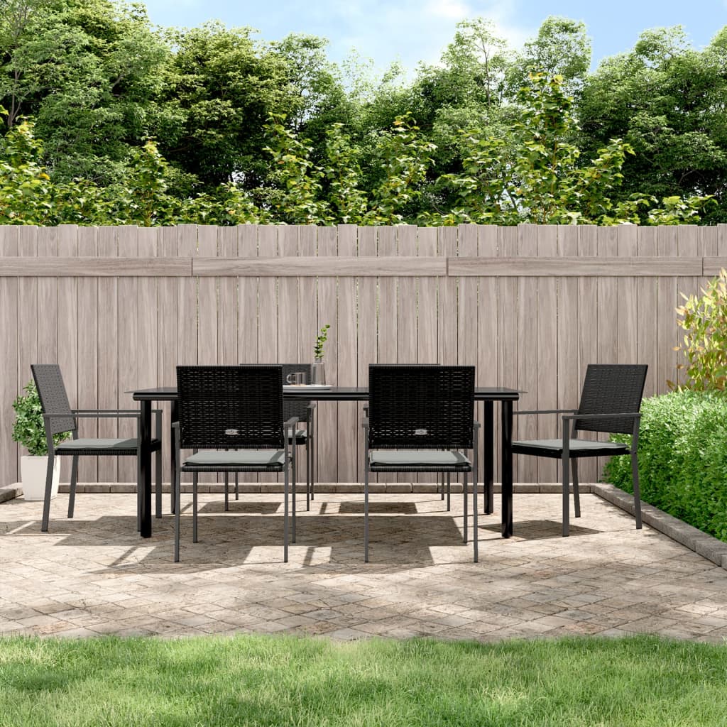 vidaXL 5-delige Tuinset met kussens poly rattan en staal