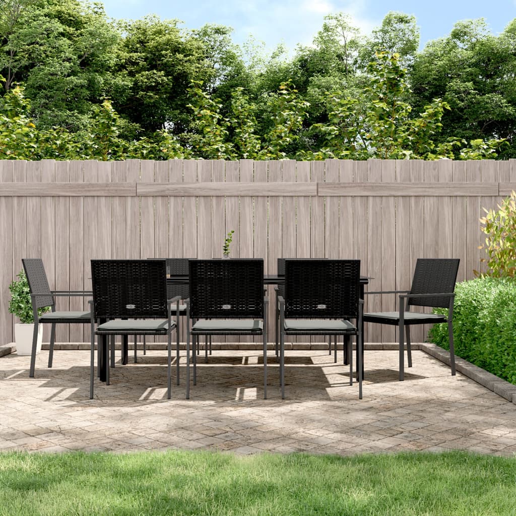 vidaXL 5-delige Tuinset met kussens poly rattan en staal