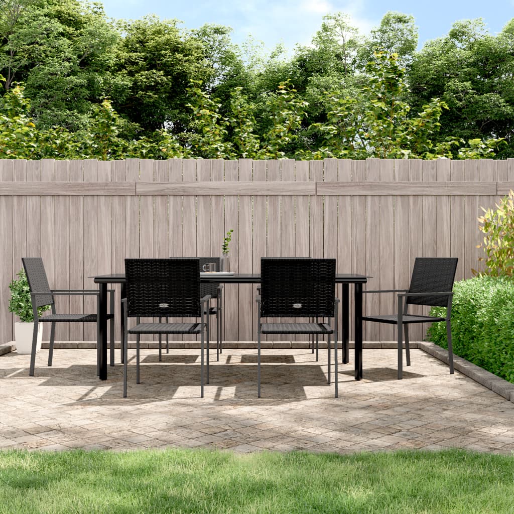 vidaXL 5-delige Tuinset met kussens poly rattan en staal
