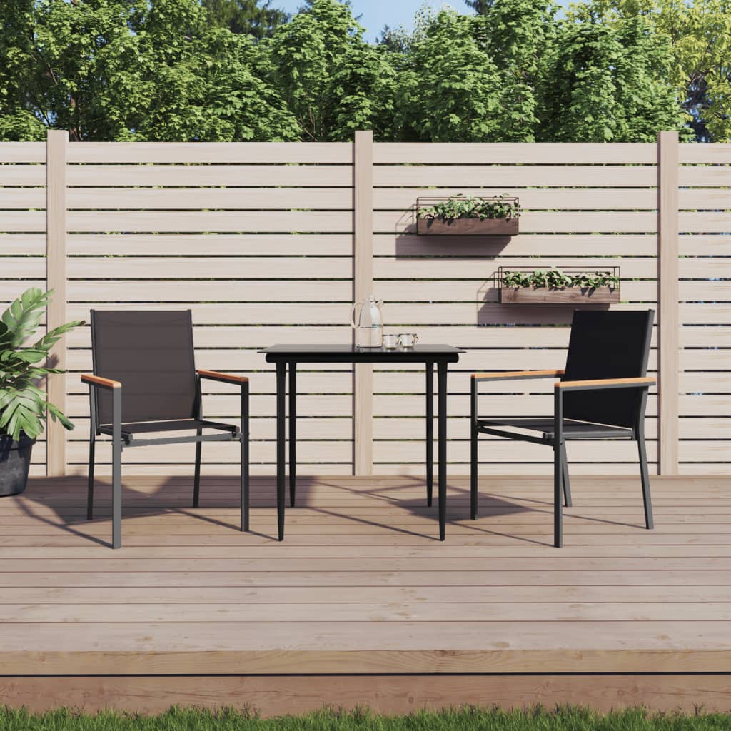 vidaXL 7-delige Tuinset textileen en staal zwart