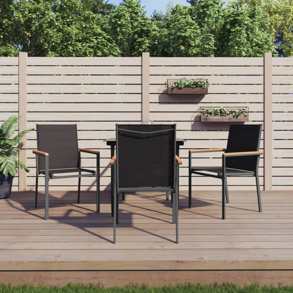 vidaXL 7-delige Tuinset textileen en staal zwart