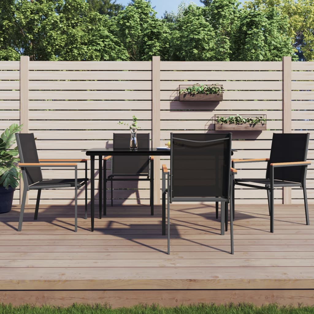 vidaXL 7-delige Tuinset textileen en staal zwart