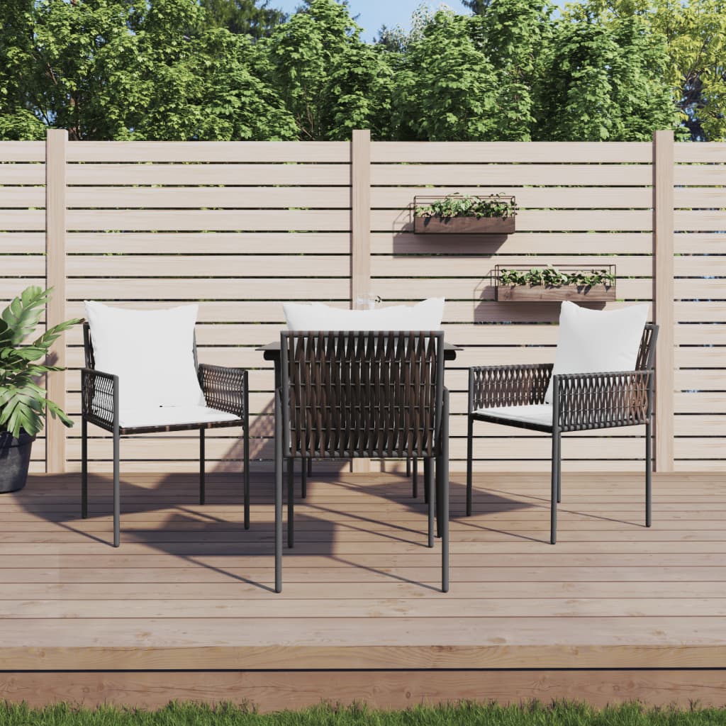 vidaXL 5-delige Tuinset met kussens poly rattan en staal