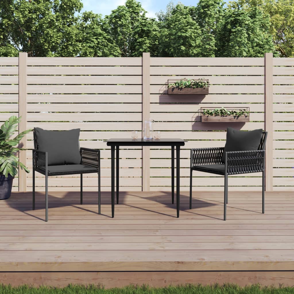 vidaXL 5-delige Tuinset met kussens poly rattan en staal