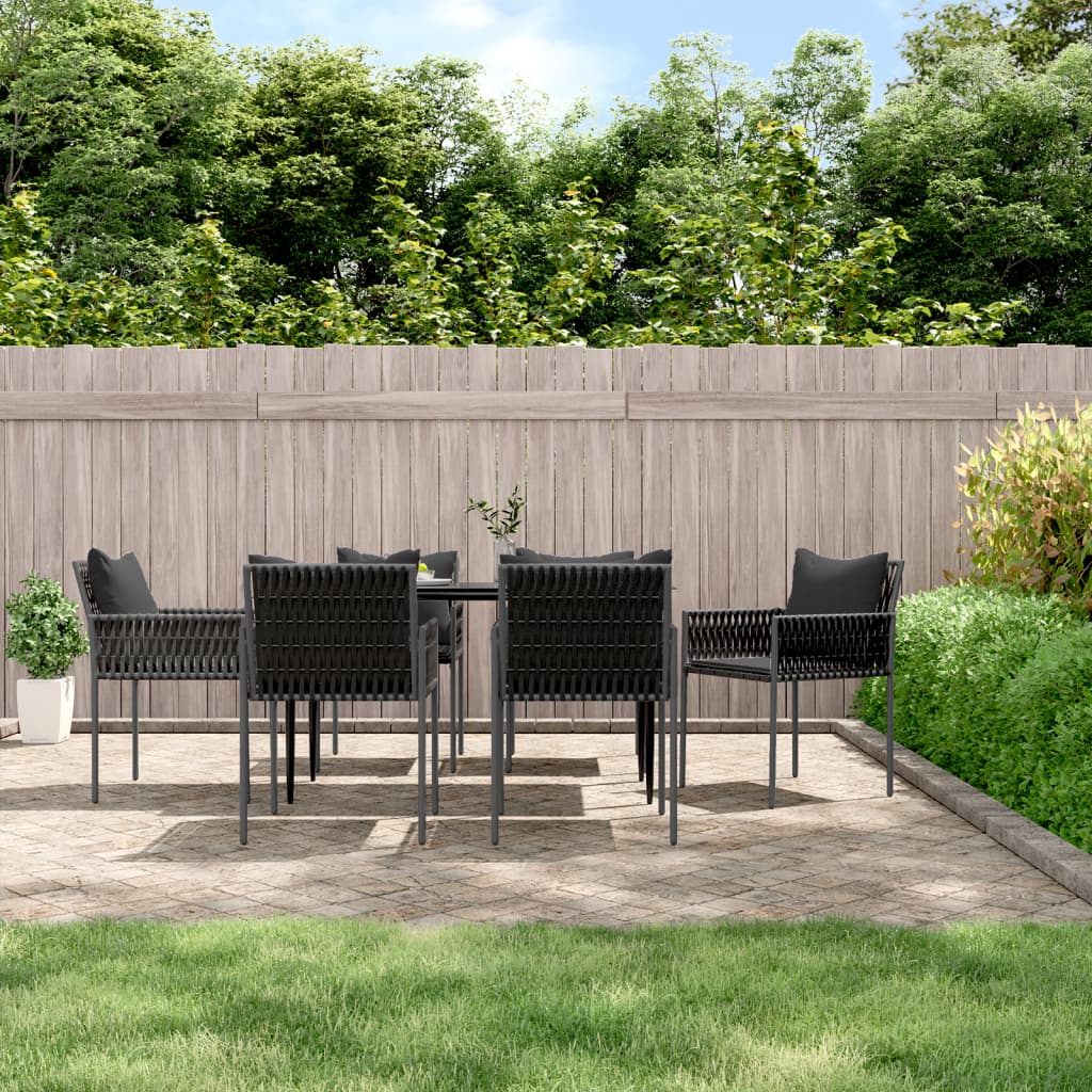 vidaXL 5-delige Tuinset met kussens poly rattan en staal