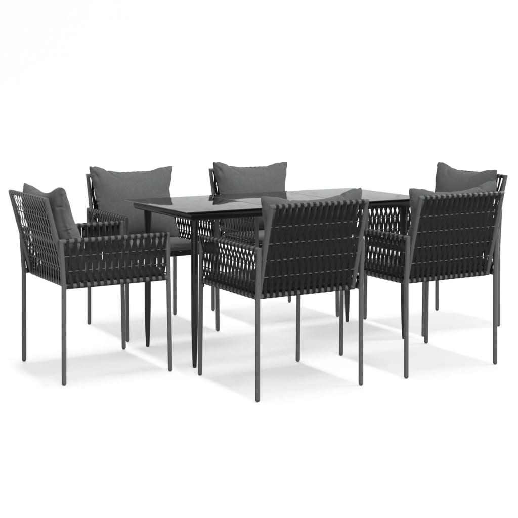 vidaXL 5-delige Tuinset met kussens poly rattan en staal