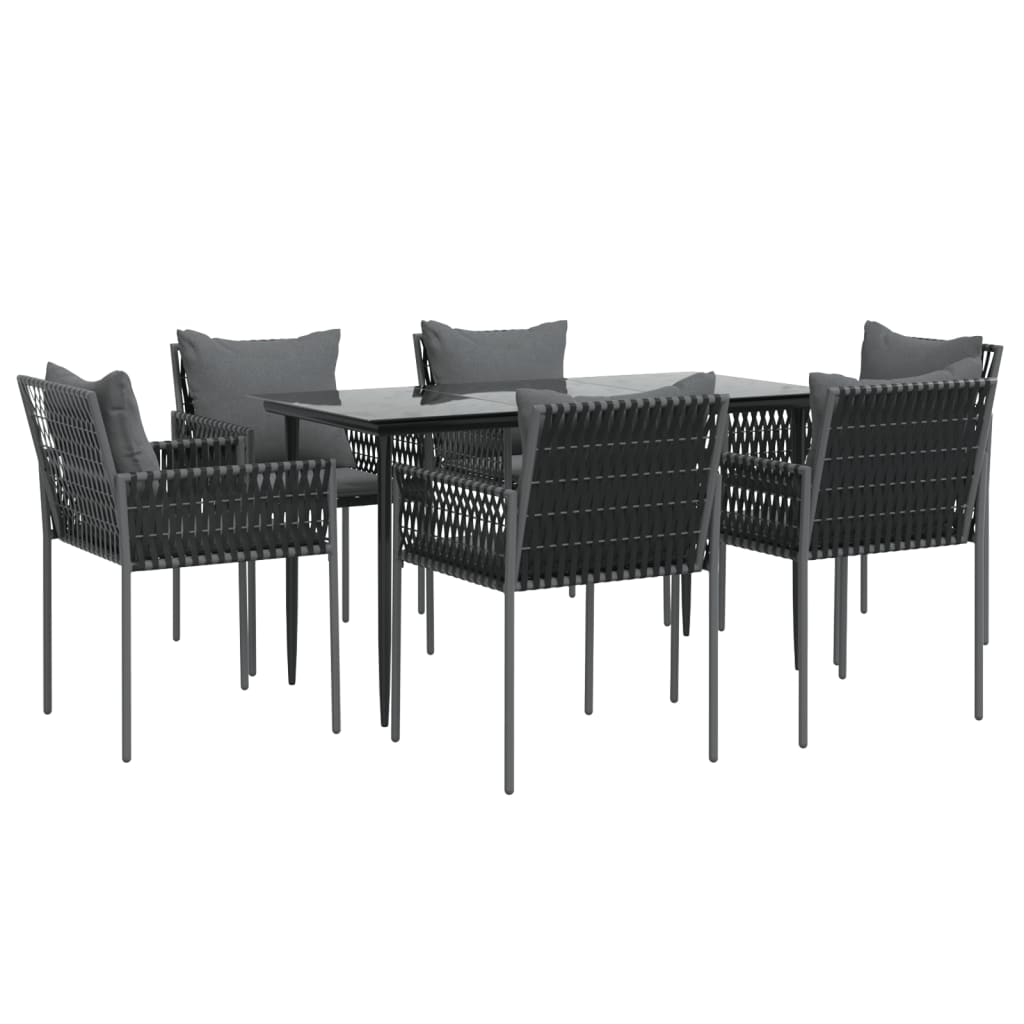 vidaXL 5-delige Tuinset met kussens poly rattan en staal