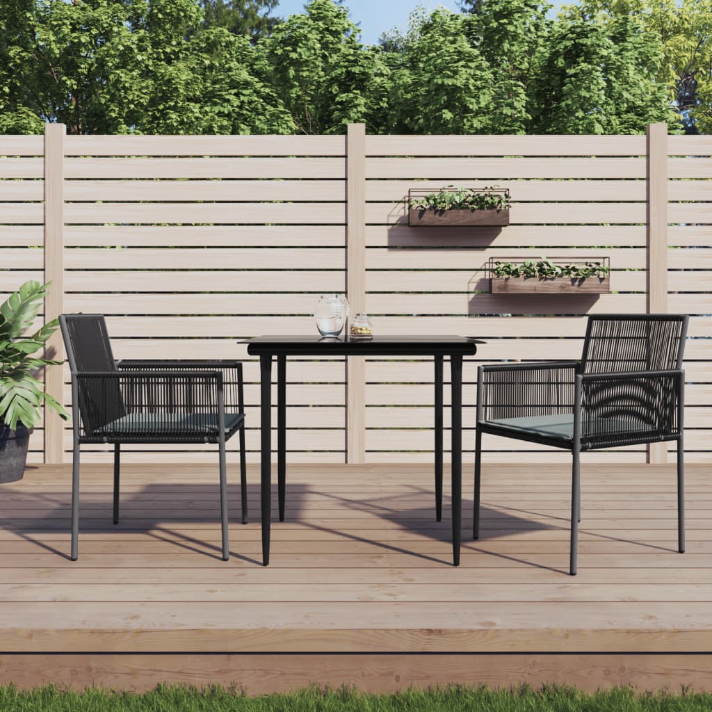 vidaXL 5-delige Tuinset met kussens poly rattan en staal zwart
