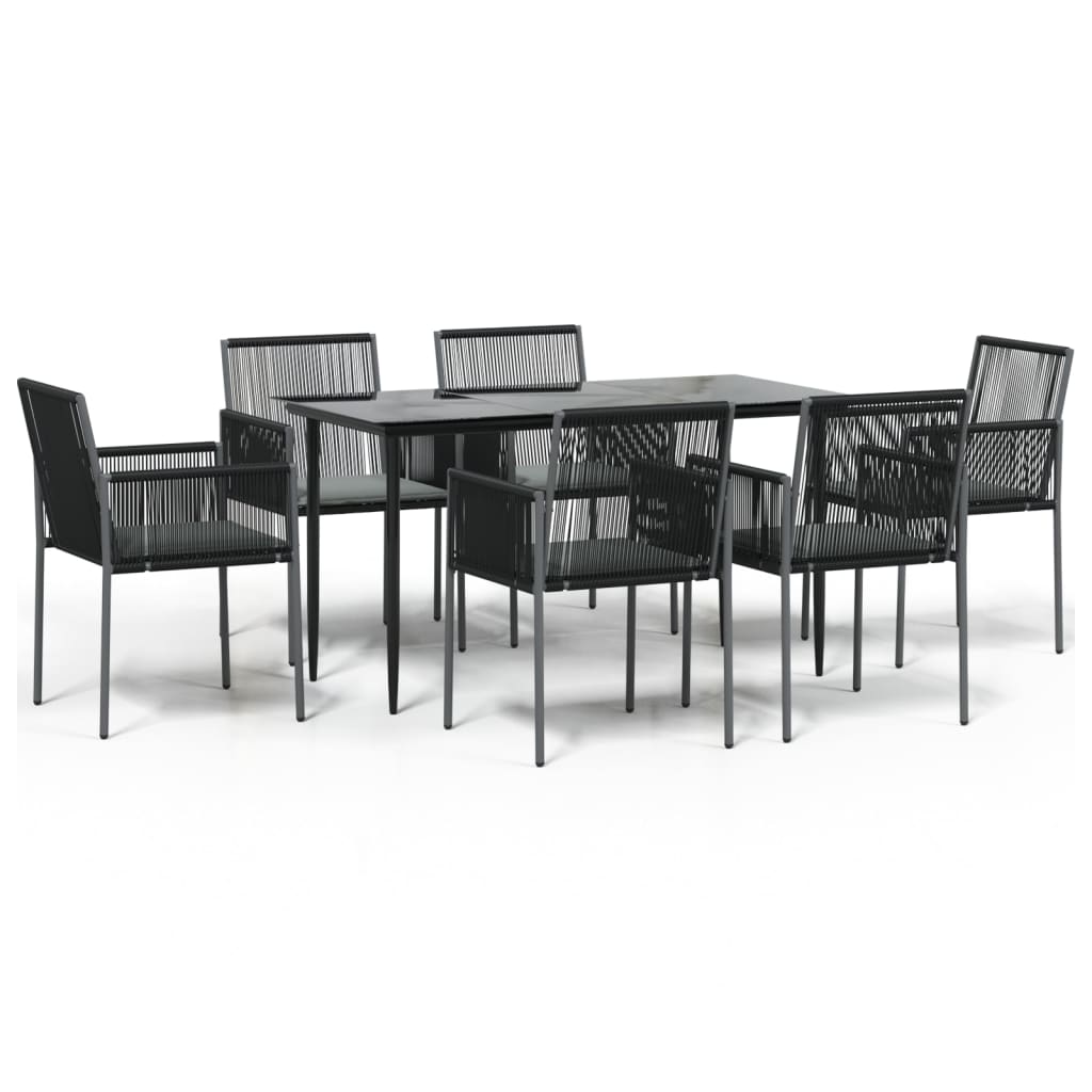 vidaXL 5-delige Tuinset met kussens poly rattan en staal zwart