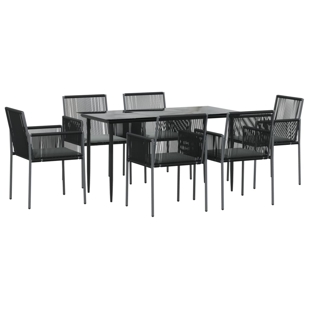 vidaXL 5-delige Tuinset met kussens poly rattan en staal zwart