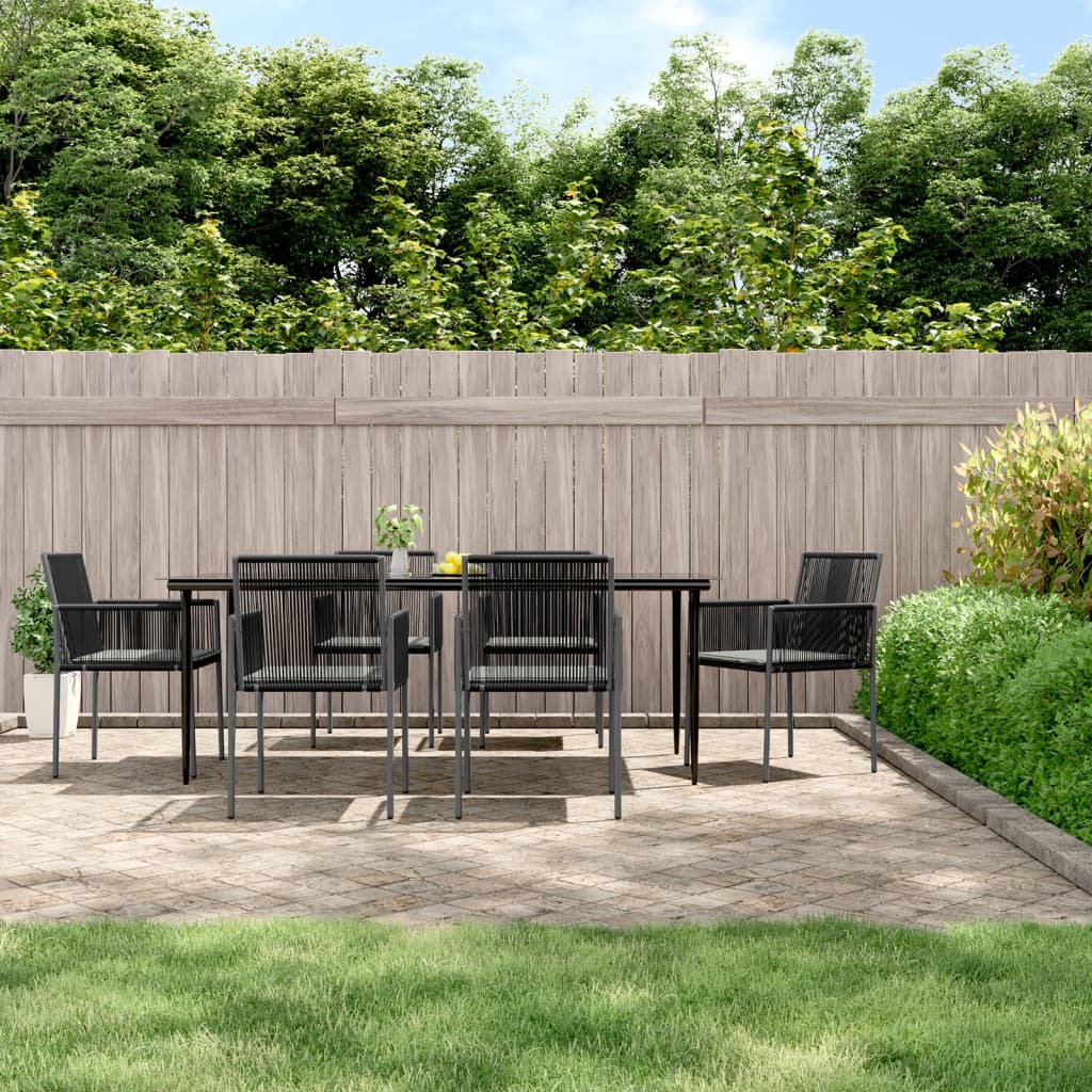vidaXL 5-delige Tuinset met kussens poly rattan en staal zwart