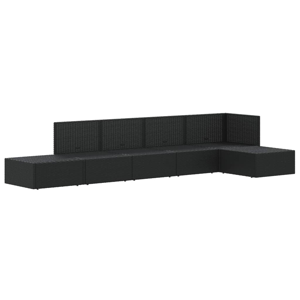 vidaXL 6-delige Loungeset met kussens poly rattan zwart