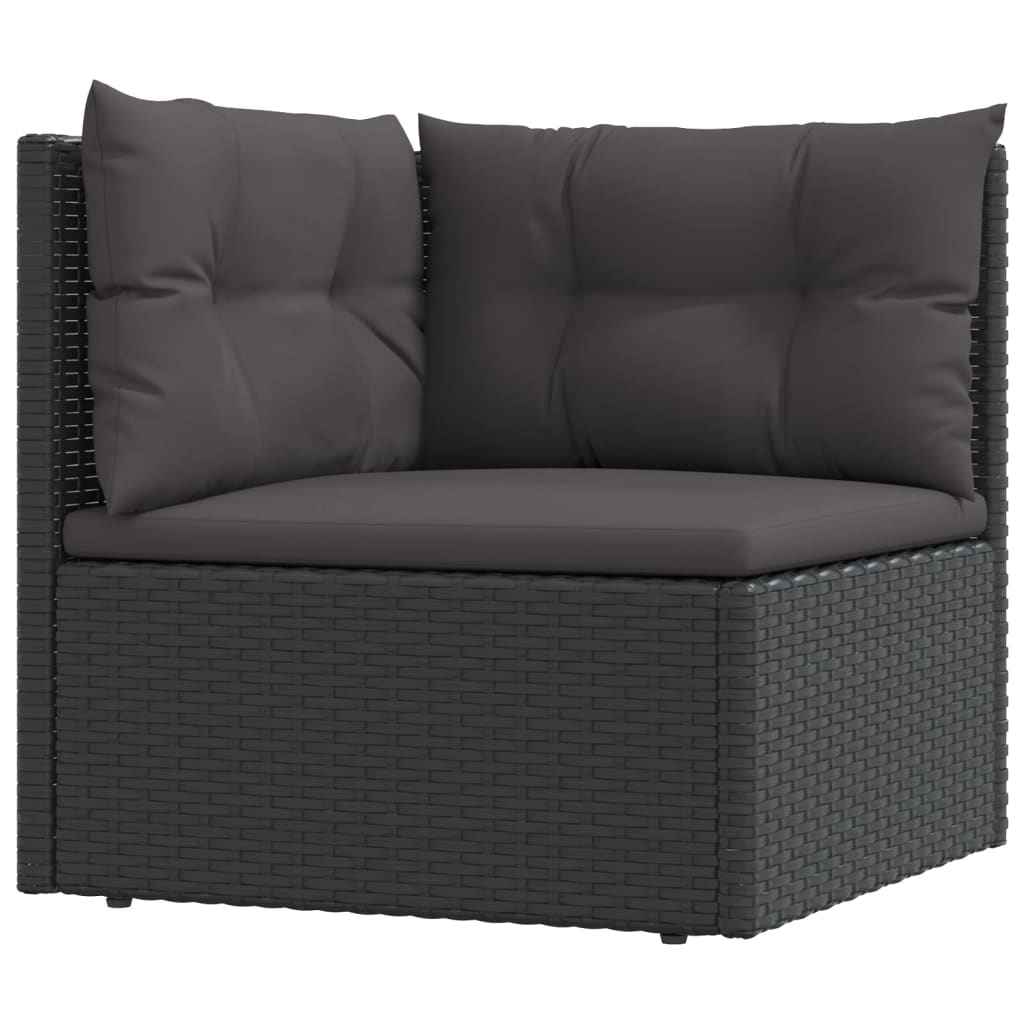 vidaXL 6-delige Loungeset met kussens poly rattan zwart