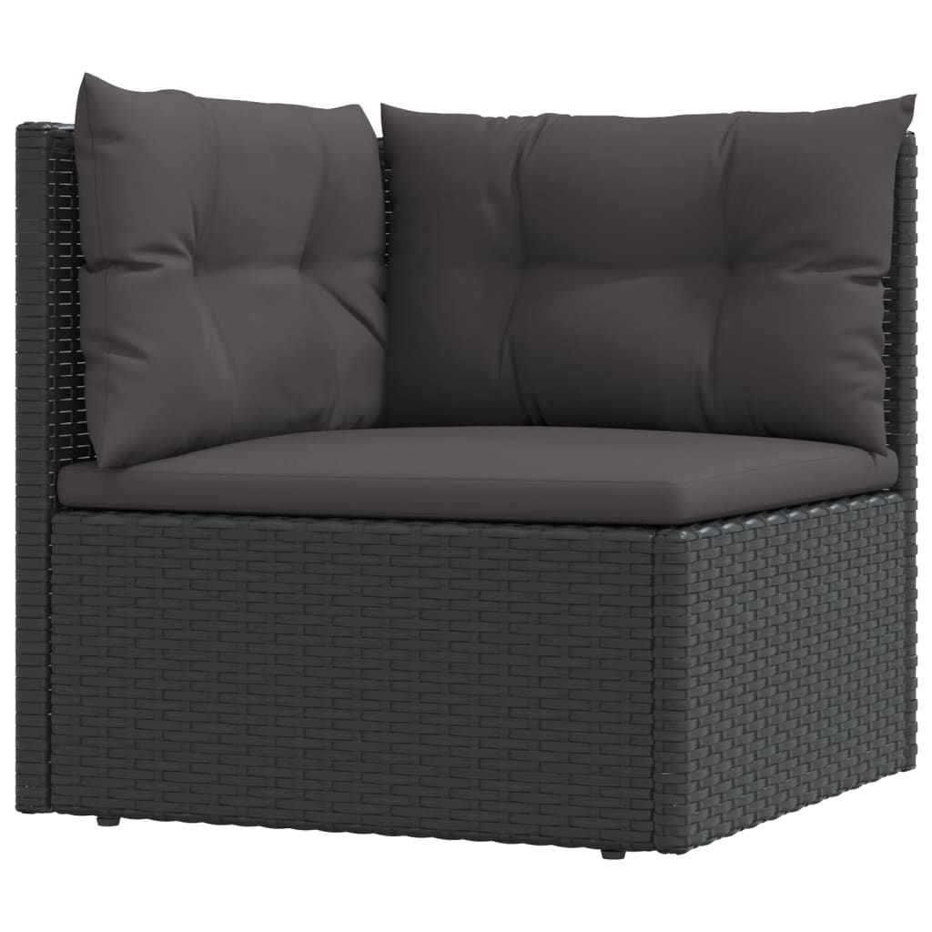 vidaXL 6-delige Loungeset met kussens poly rattan zwart