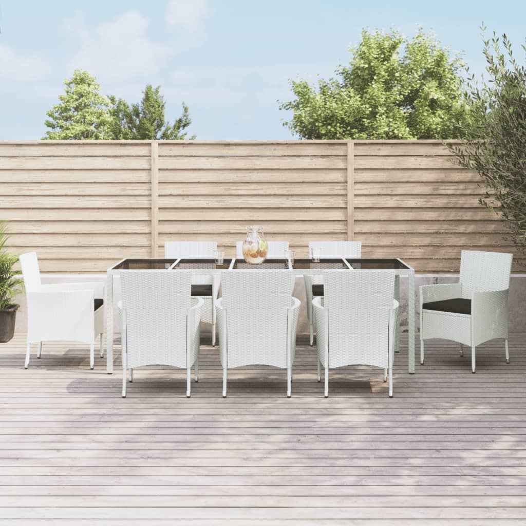 vidaXL 5-delige Tuinset met kussens poly rattan wit