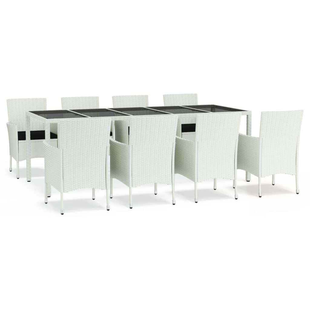vidaXL 5-delige Tuinset met kussens poly rattan wit