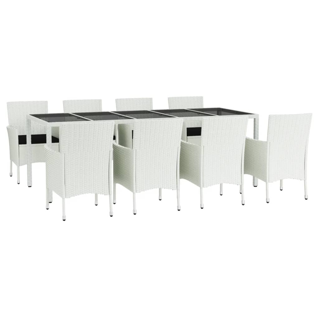 vidaXL 5-delige Tuinset met kussens poly rattan wit